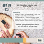 Duri Rejuvacote 2 top coat applied on natural fingernails