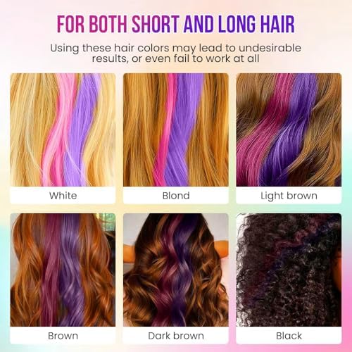 Top view of organized colorful hair chalk comb set