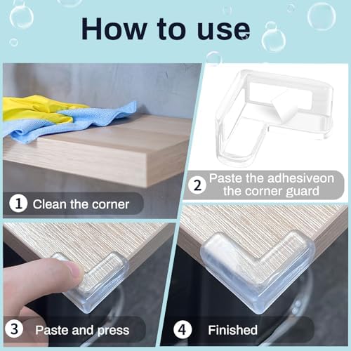 Adhesive backing detail on baby safety corner protector