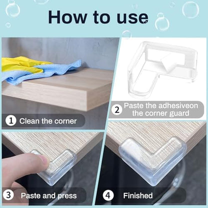 Adhesive backing detail on baby safety corner protector