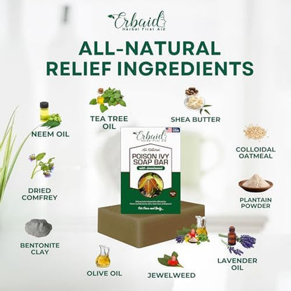 Erbaid poison ivy rash treatment soap bar ingredients side view