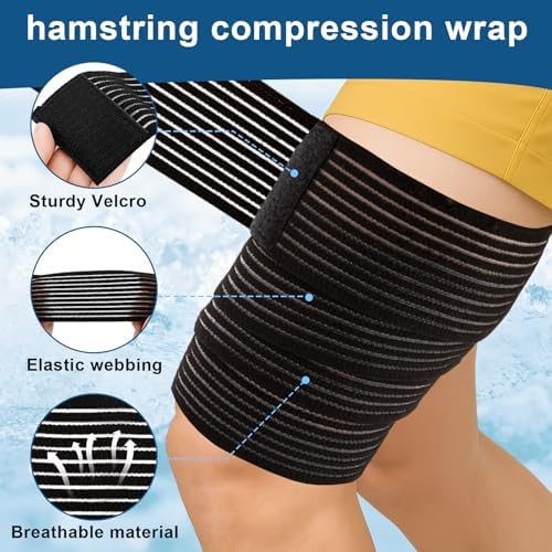 Two pieces of elastic nylon compression bandages for knee and calf