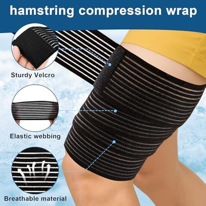 Two pieces of elastic nylon compression bandages for knee and calf