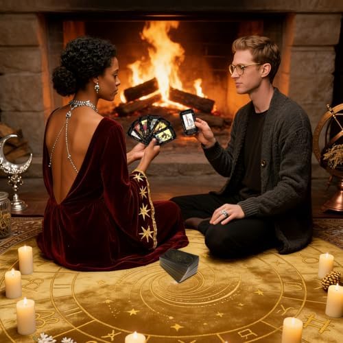 Mystical zodiac pattern design on the back faces of the DLAGOMLIFE black tarot deck