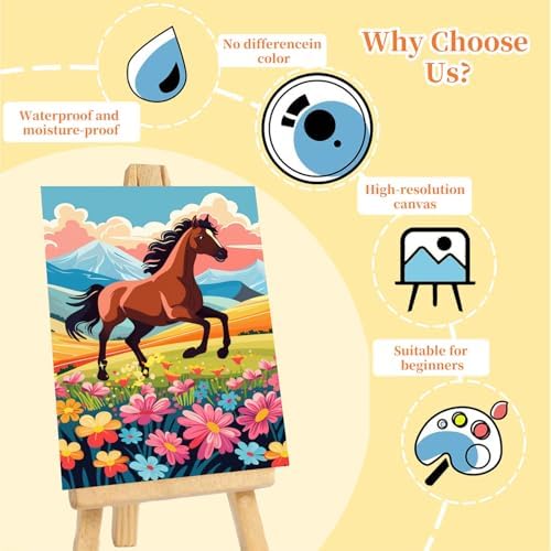 Vibrant acrylic paint pots and fine-tip brushes included in the kids art kit