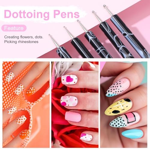 Black marble design dotting pen handles for manicure