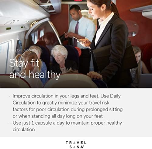 Authentic USA imported TRAVELSANA natural circulatory support supplement package detailing vascular health benefits