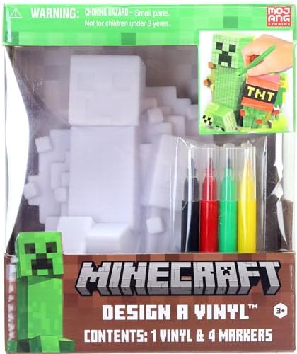 White vinyl customizable Creeper figure with four colorful markers unboxed
