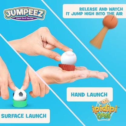 Multiple colorful rubber sports rocket poppers scattered for party game display