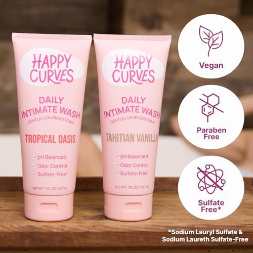 Happy Curves daily intimate care packaging highlighting odor control benefits.