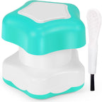 JohnBee pill crusher cyan front view fine powder manual grinder for elderly and pets