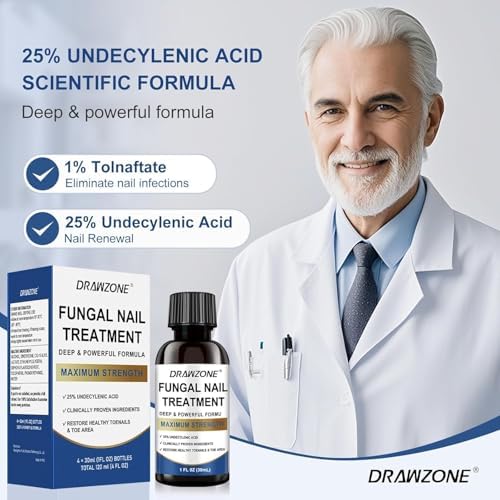 Drawzone topical nail medication with tea tree oil for damaged nails.