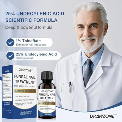 Drawzone topical nail medication with tea tree oil for damaged nails.