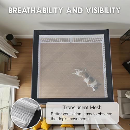 TBNO durable anti escape puppy playpen mesh top screen layout.