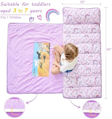 Lasoftan preschool daycare napping mat showing the removable pillow insert slot on the back