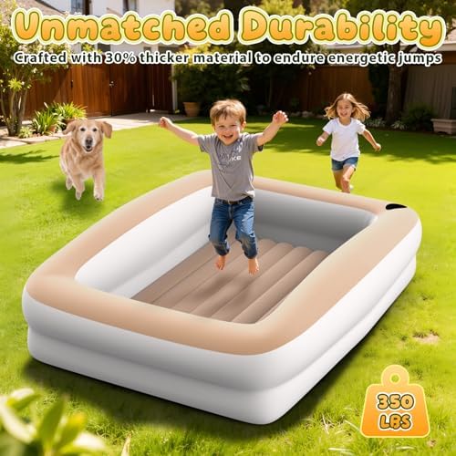 Dessports portable children mattress highlighting the protective eight inch safety bumper design.