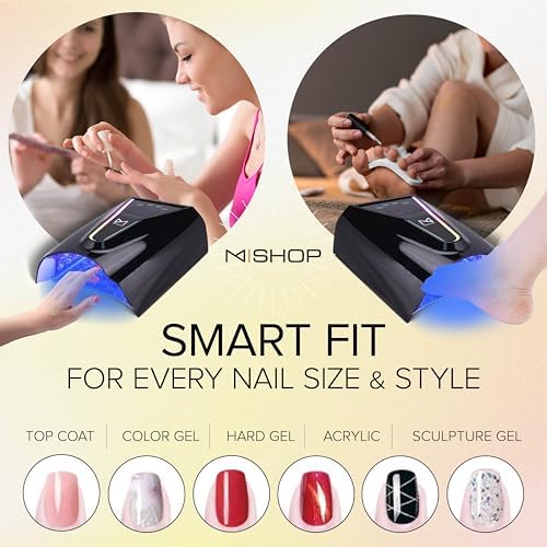 M Crystal Cure nail lamp being used for professional manicure