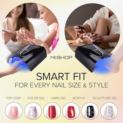 M Crystal Cure nail lamp being used for professional manicure