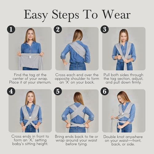 Authentic USA imported Solly Baby wrap fully tied and spread open to demonstrate universal fit.