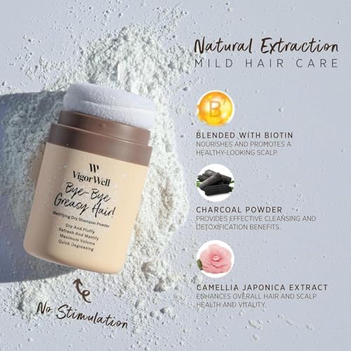 Travel size non-aerosol dry shampoo powder packaging highlighting portable dimensions for on-the-go oily scalp refreshment