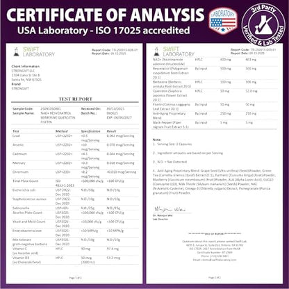 Neumina NAD+ booster supplement nutritional facts panel