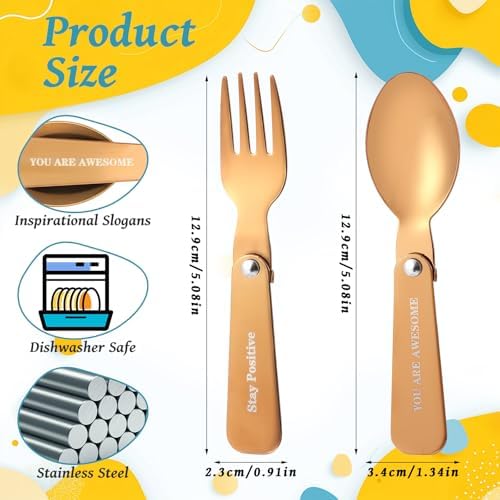 Stainless steel folding cutlery replacement for kids insulated jars