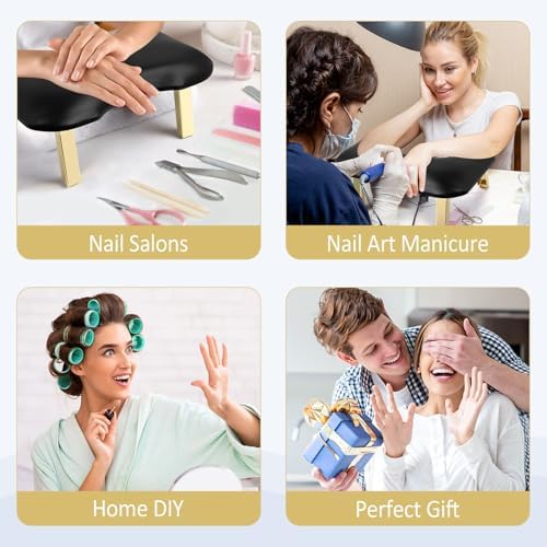 Ergonomic black manicure cushion set up on salon work table