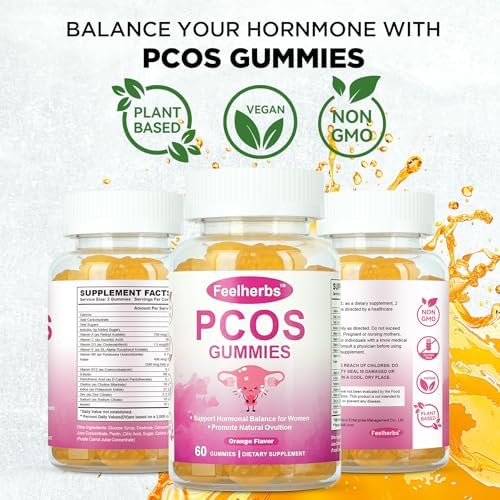Natural orange flavor daily pcos relief gummies close up view