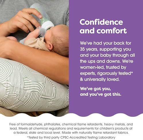 Boppy pillow cover displayed on the redesigned nursing pillow