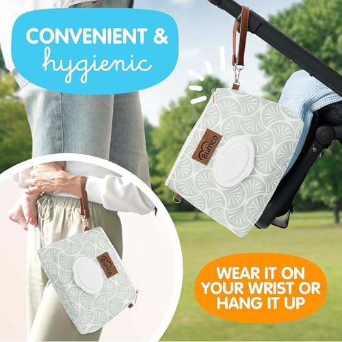 Bumco diaper clutch showing the wipes dispenser lid