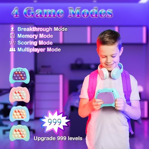 Tactile popping game for children demonstrating the interactive light up breakthrough mode feature.