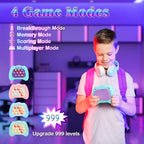 Tactile popping game for children demonstrating the interactive light up breakthrough mode feature.