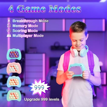 Tactile popping game for children demonstrating the interactive light up breakthrough mode feature.