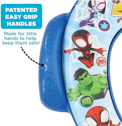 Removable splash guard component of Spiderman toddler toilet training seat