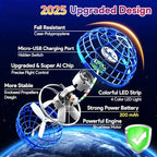 Hand-controlled boomerang hover space ball spinning in mid-air with vibrant RGB LED light effects.