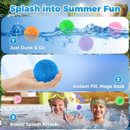 Premium soft cotton reusable water balloons spread out on grass showing eight vibrant colors.