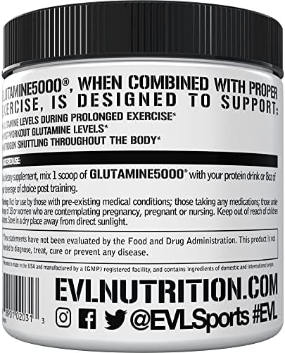 Evlution Nutrition Glutamine 5000 unflavored powder scoop demonstration