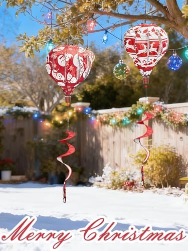 Two piece deceed christmas outdoor decoration set hanging from tree branch