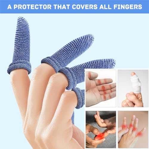 LAOJU blue finger bobs applied onto a hand protecting cuts during active gardening and kitchen work