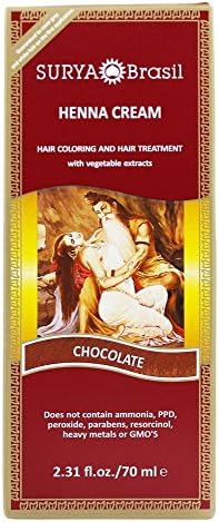 Back of Surya Brasil Henna Chocolate Cream bottle with product details