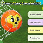 Close up view of the durable synthetic leather surface on the Dilabnba six inch children sports ball.