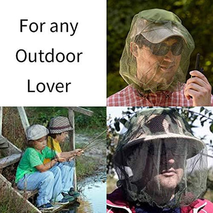 Person wearing ACKEIVTO mesh mosquito head net for outdoor protection