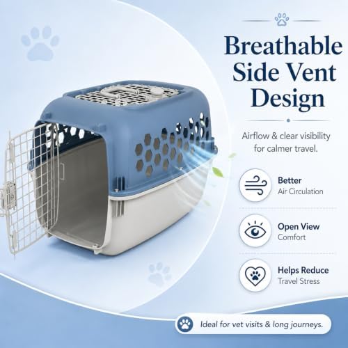 Side view of a 24 inch heavy duty plastic cat travel cage