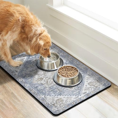 Cuslnox boho dog placemat with bowls