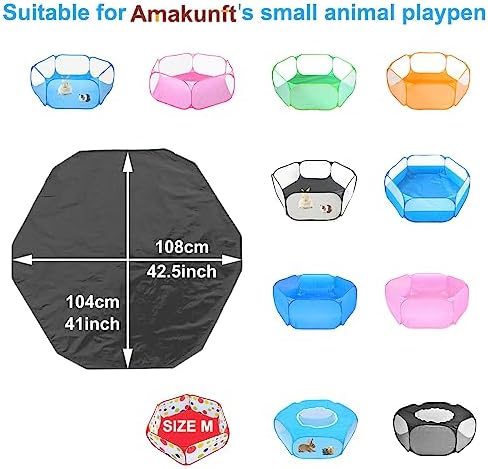 Amakunft Waterproof Hexagon Playpen Mat Washable Pee Pad Fit with Small Animal Playpen (42.5in x 41in) Reusable Pet Bedding Liner for Guinea Pig, Rabbit, Hamster, Chinchilla, Hedgehog Indoor/Outdoor - Image 7