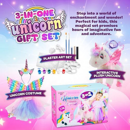 Greenbo unicorn dress up costume kit featuring a colorful rainbow tutu dress with matching fairy wings and headband