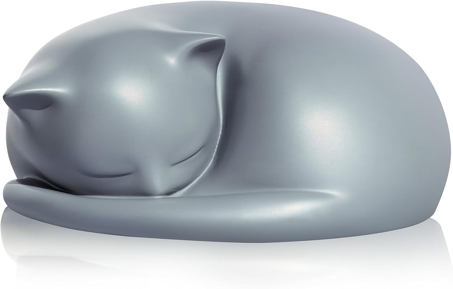 FUFYUKEY resting cat funeral urn close up showcasing the high quality matte black finish