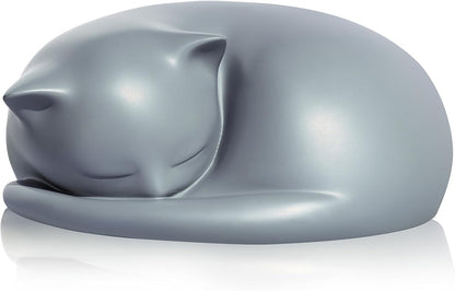 FUFYUKEY resting cat funeral urn close up showcasing the high quality matte black finish