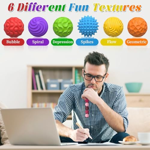 Detailed view of spiky and spiral silicone fidget ball textures
