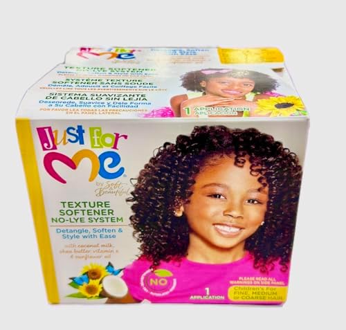 Just For Me kids curly hair detangling and softening kit components on a clean background